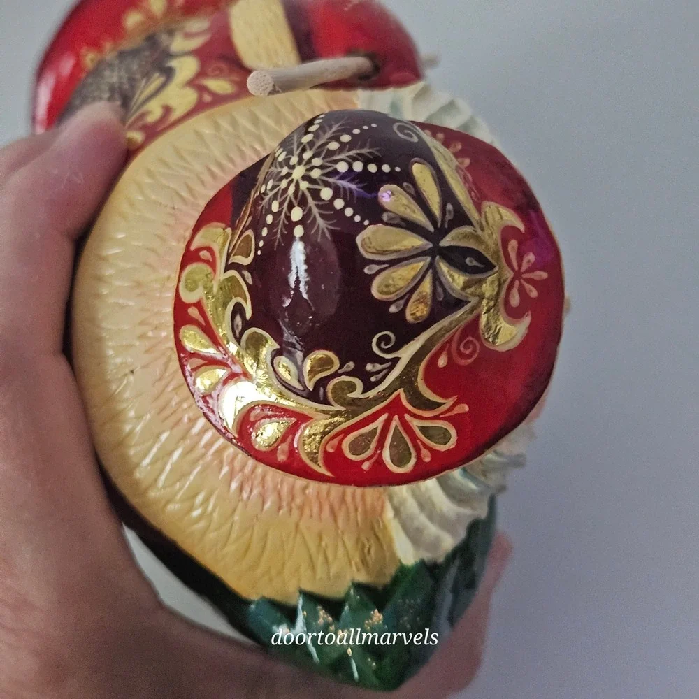 Hand Carved Russian Ded Moroz Santa Wood Figure 7
